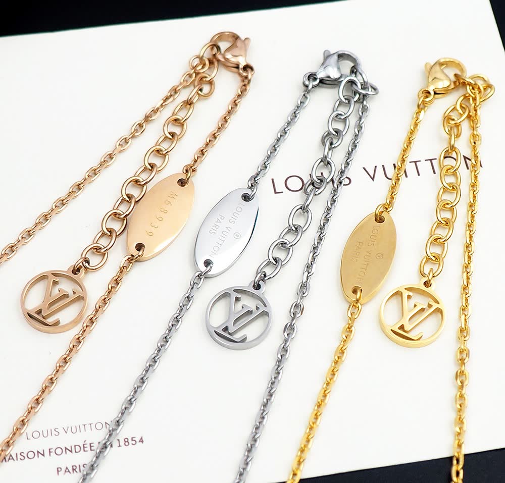 Louis Vuitton Monogram World Tour Gold Plated Necklace